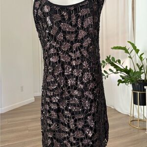 Guess Black and Silver Sequin Mini Dress